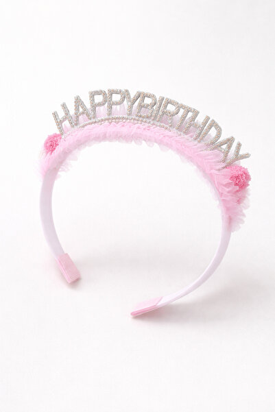 TAKIŞTIR Pembe Renk Happy Birthday Yazılı Taç