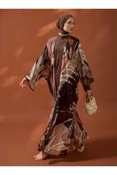 Mayo Bella Κιμονό - Καφέ με σχέδια -