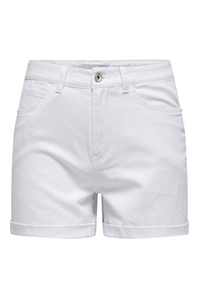 ONLY ONLVEGA HW MOM DNM SHORTS NOOS Γυναικείο λευκό τζιν σορτς - 15230571