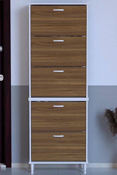 Modilayn Umay & Varbi Ayakkabılık (72 cm) Ayaklı 5 Düşer Kapaklı 10 Raflı (5 ...