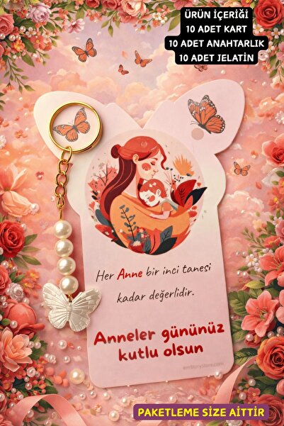 Emtory Home Butterfly | Anne & Bebek Kartlı Kelebek Anahtarlık - Anneler Günü...