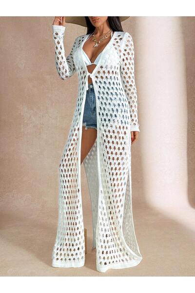 Puella ΓΥΝΑΙΚΕΙΑ ΔΙΑΤΡΗΤΑ ΠΛΕΚΤΑ ΜΑΚΡΙΑ ΖΑΚΕΤΑ ΠΑΡΑΛΙΑΣ ΚΙΜΟΝΟ ΕΚΡΟΥ