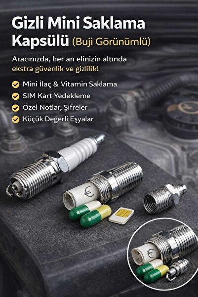 ASG 2 ADET Buji Görünümlü Saklama Kutusu İlaç&SIM kart&Hafıza kartı Küçük not...
