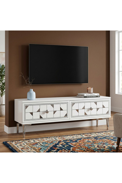 YUMEDİ DESİGN TSA1212BS - RABBİT TV STAND , TV SEHPASI 120CM BEYAZ-SİLVER