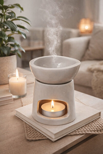 Cogo Seramik Cogo Ceramic El Yapımı Buhurdanlık Mum ve Aroma Yağı Hediyeli Bo...