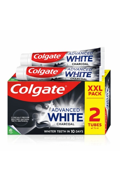 Colgate Set 2 x Pastă de dinți Advanced White Charcoal, 75 ml