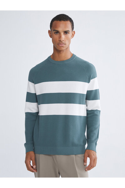 LC Waikiki Striped Crew Neck Knit Sweater for Men