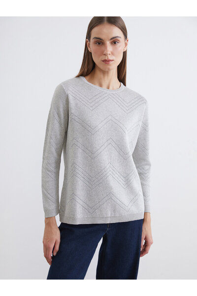 LC Waikiki Crew Neck Patterned Women's Knitwear Sweater