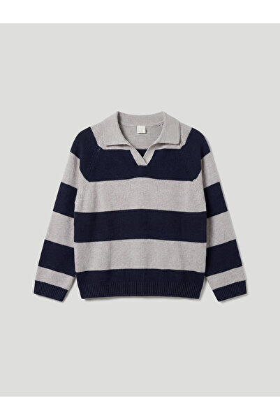 LC Waikiki Pulover tricotat pentru fete cu guler polo cu dungi