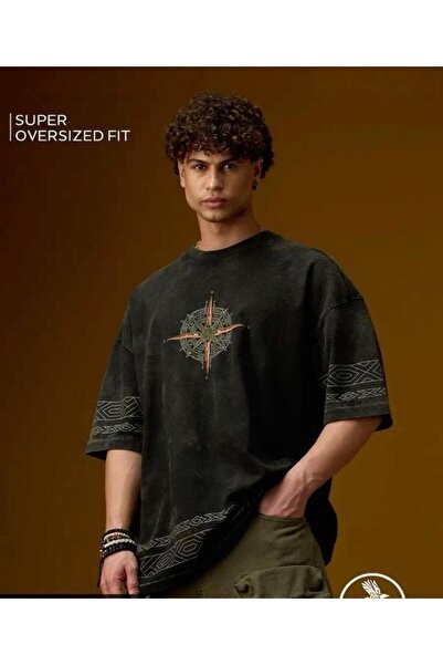 ZEMLİYA Βίντατζ πλυμένο μπλουζάκι oversized