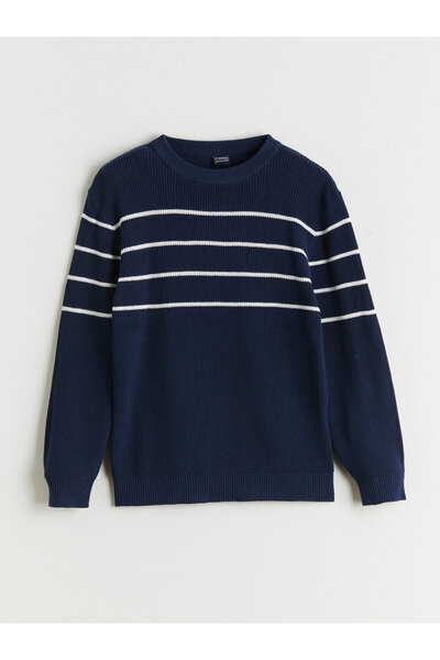 LC Waikiki Crew Neck Striped Boys Knitwear Sweater
