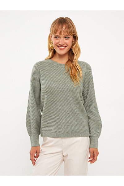 LC Waikiki Crew Neck Self Patterned Long Sleeve Women's Knitwear Sweater