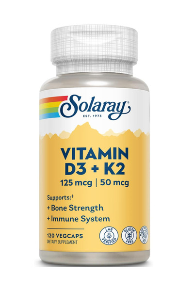 Solaray Supplements Vitamin D3 K2 - Bone Health and Immune Support - 5000 IU ...