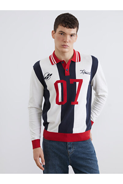 LC Waikiki Polo Neck Printed Men's Knitwear Sweater