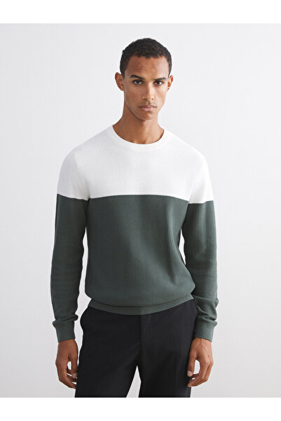LC Waikiki Crew Neck Color Block Men's Knitwear Sweater