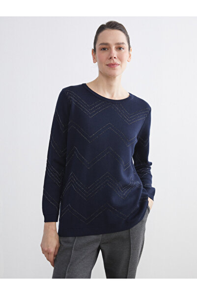 LC Waikiki Crew Neck Patterned Women's Knitwear Sweater