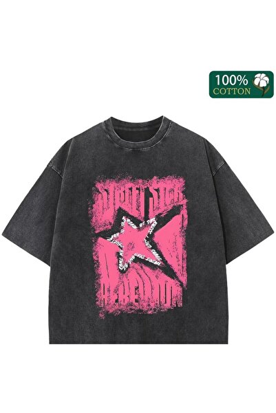 ZEMLİYA Βίντατζ πλυμένο μπλουζάκι oversized