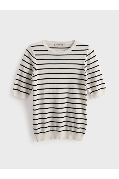 LC Waikiki Crew Neck Striped Short Sleeve Women's Knitwear Sweater
