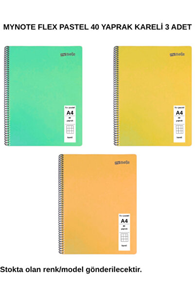 Mynote FLEX Παστέλ Σημειωματάριο Α4 40 Φύλλα Καρό 3 Τεμάχια