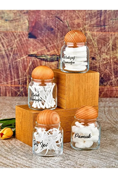 Motto Kitchen 4-Piece Ball Covered Glass Ear Cotton & Makeup Cotton & Dental ...