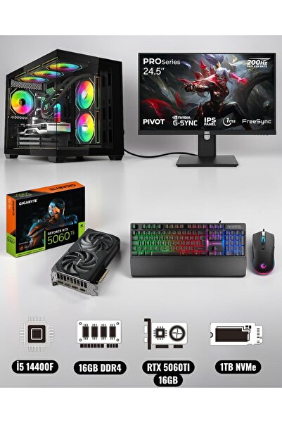 Symoon İ5 14400F 16GB Ram 1TB RTX 5060 Tİ 16GB Ekran Kartlı 240MM Soğutmalı 2...