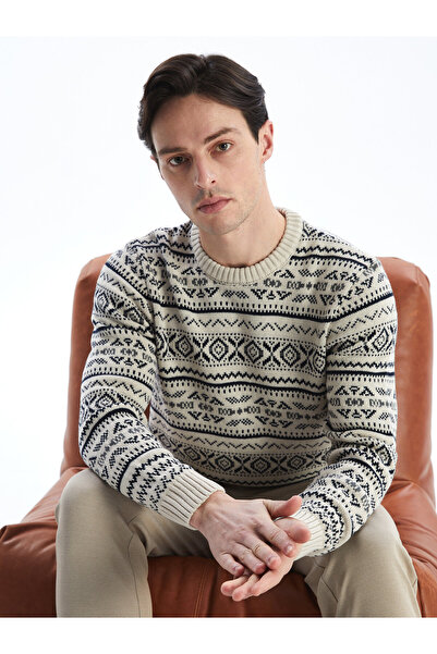 LC Waikiki Crew Neck Long Sleeve Patterned Men's Knitwear Sweater