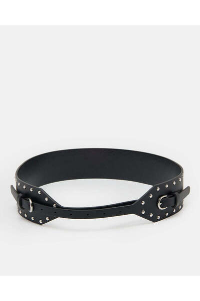 REDTAG Women Black Studded Belt