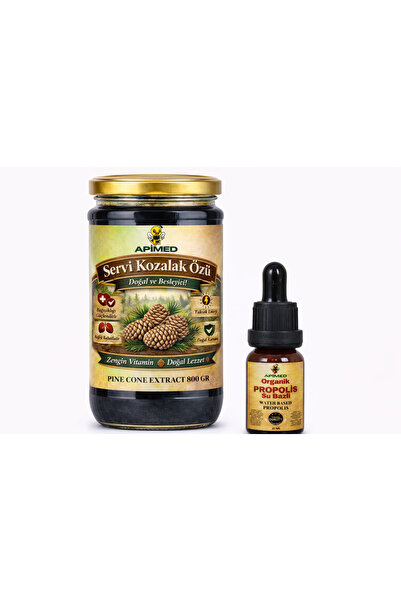 APİMED Cedar Cone Extract 800 Gr and Water-Based Propolis (20ml) 100% Natural...