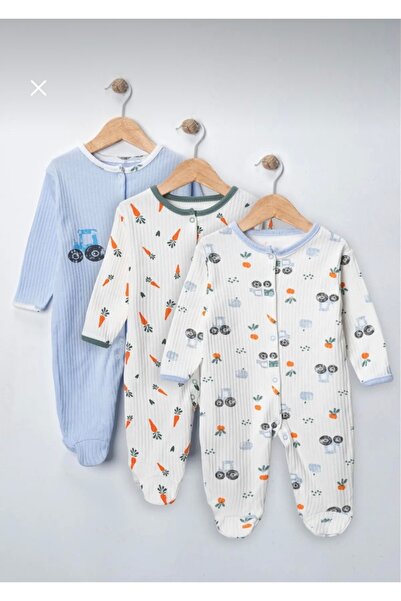 Mou&Kou 100% Cotton 3-Piece Baby Romper Set Corded Fabric Long Sleeve Combina...