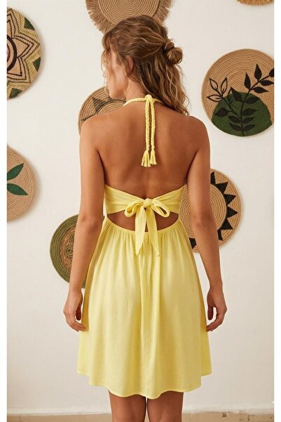 MONAMORE Γυναικείο φόρεμα με δαντέλα και λεπτομέρειες, με δέσιμο στην πλάτη, ...