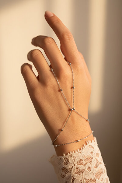 morbella Minimalist Silver Color Thin Chain Shahmeran - Elegant Bracelet Ring...