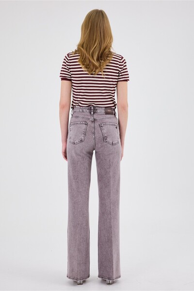 cracpot Pantaloni de damă Snow Wash Flare Jean – Talie înaltă, croială spaniolă, confortabili, lungi (Maro)