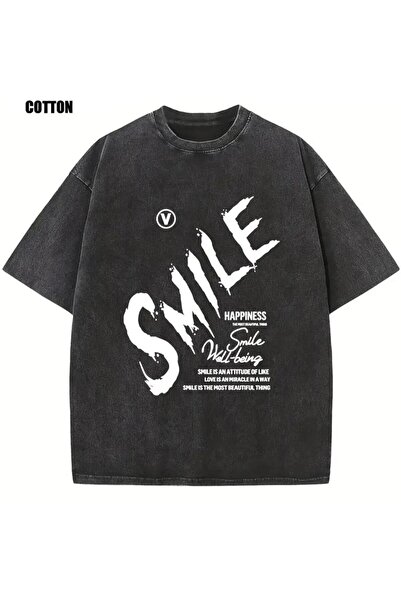 ZEMLİYA Βίντατζ πλυμένο μπλουζάκι oversized