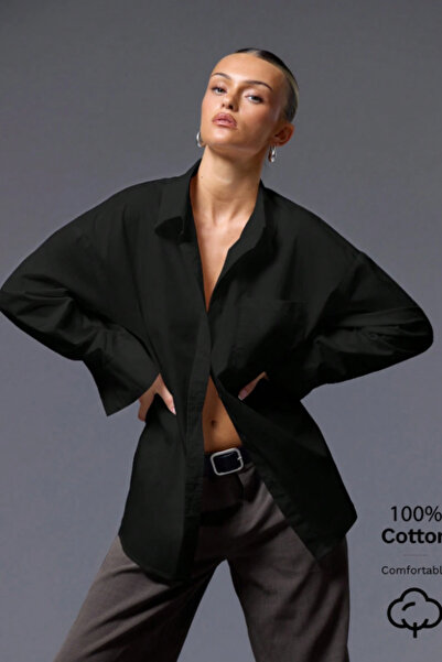 Tarz Cool Γυναικείο πουκάμισο Oversize με μακριά μανίκια, βασικό, χαλαρό κόψι...