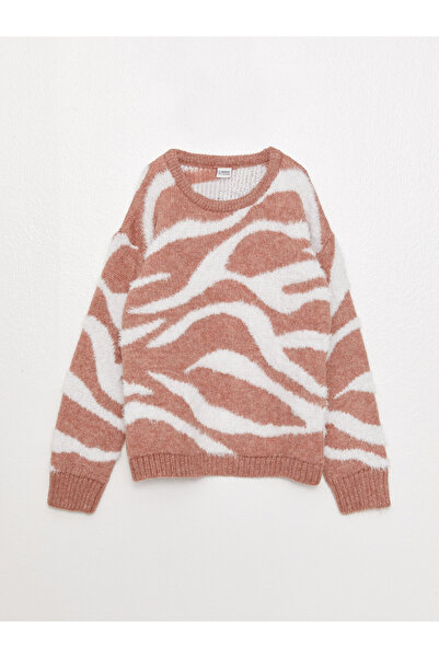 LC Waikiki Crew Neck Patterned Long Sleeve Girls' Knitwear Sweater