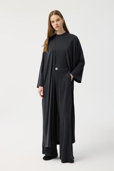 KADRİYE BAŞTÜRK Modal Cupra Pantolon Bluz Abaya Takım Siyah