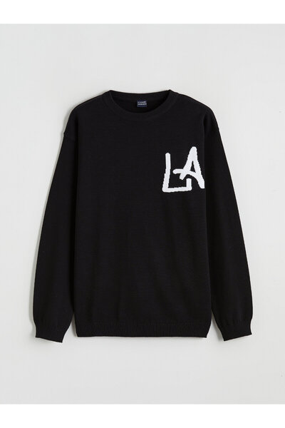 LC Waikiki Crew Neck Printed Boys' Knit Sweater