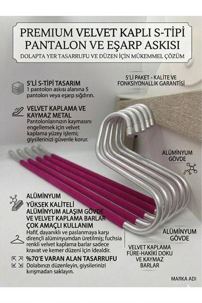 GenelTedarik Κρεμάστρα παντελονιών και κασκόλ Premium S Type 5 τεμαχίων - Επι...