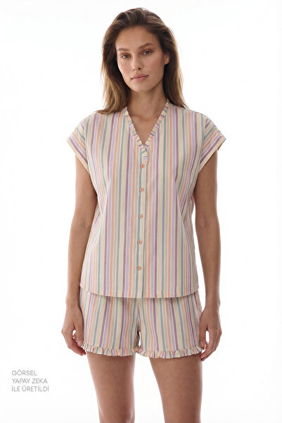 Penti Πολύχρωμο σετ πιτζάμες από βαμβακερό ριγέ σορτς Sweet Day