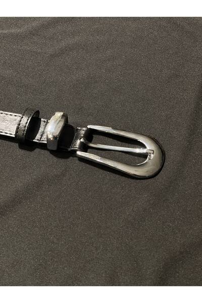 Tmptekstil Long Oval Buckle 2 cm Belt-Black/Silver Black/Silver