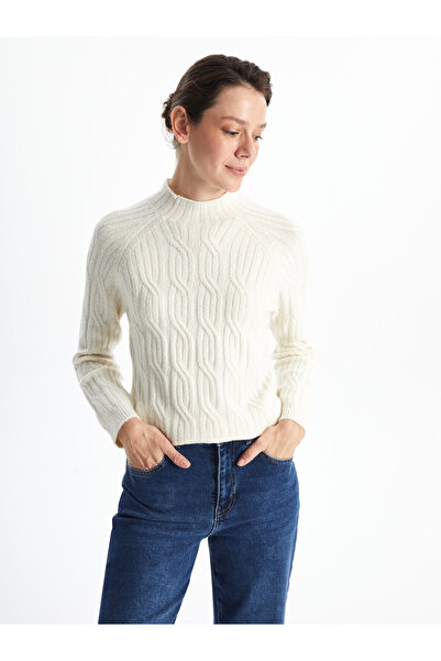 LC Waikiki Funnel Neck Patterned Women's Knit Sweater
