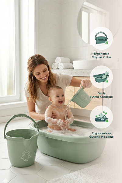 Wumboo 3’lü Bebek Banyo Yıkama Seti - Bebek Yıkama Küveti -Bebek Banyo Su Kov...
