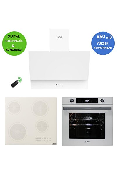AFM tech ROFF Elektrikli Vitroseramik Turbo Beyaz Dijital Ankastre Set ( FM34...