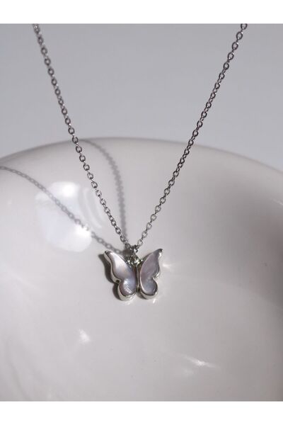 Reorah Collection Silver Butterfly Necklace