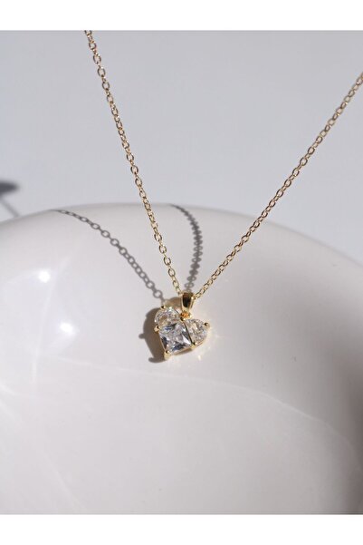 Reorah Collection White Stone Heart Necklace