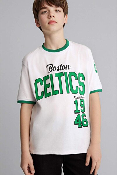 DeFacto NBA Boston Celtıcs New Regular Fıt Bisiklet Yaka Kısa Kollu Tişört Er...
