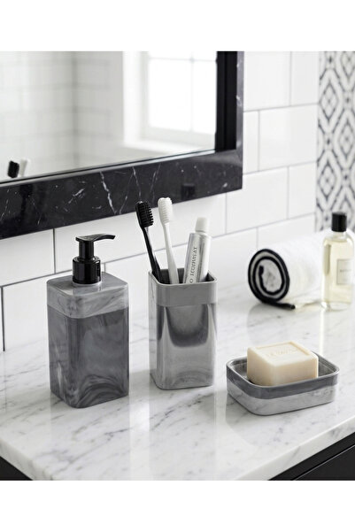 LUCES DESİGN Σετ αξεσουάρ μπάνιου 3 τεμαχίων, ακρυλικός διανομέας υγρού σαπου...