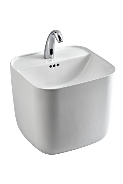 LENA - Tezgah Üstü Monoblok Lavabo Kare Yarım OUTLET - E-251-