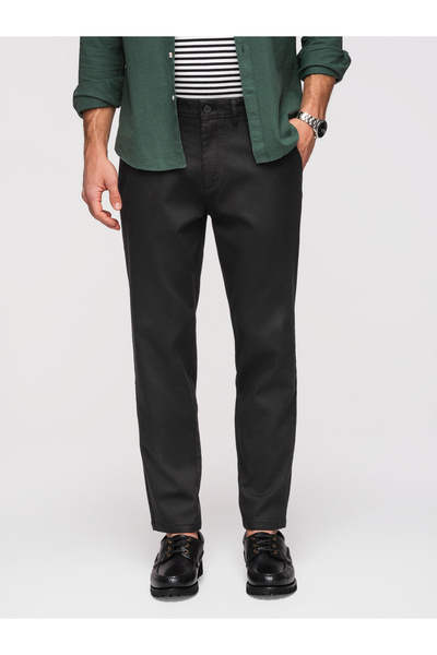 OMBRE Pánské Kalhoty společenské slim OM-PACP-0294 Černá