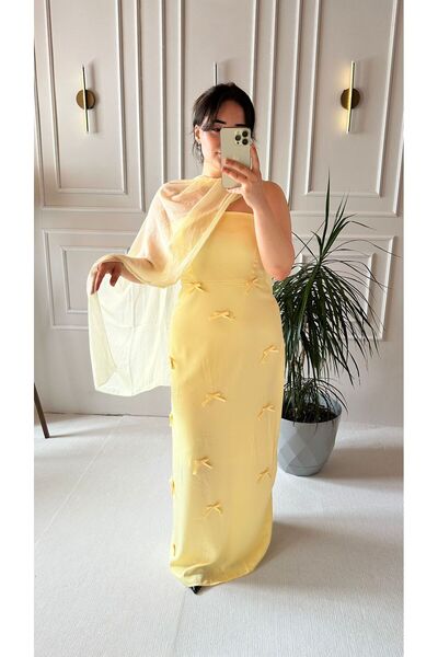 bernafashion butik KURDELE DETAY SATEN ELBİSE